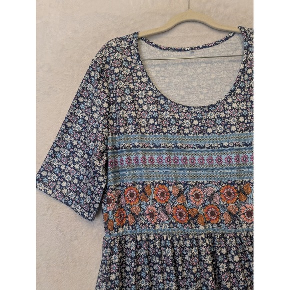 Women's Size XL Floral Print Maxi Dress Boho Festival Casual - Picture 2 of 8